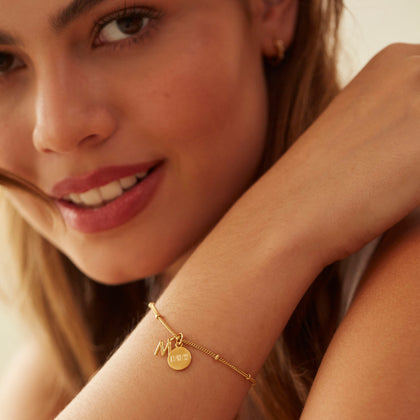 Personalised Disc & Letter Bracelet Silver